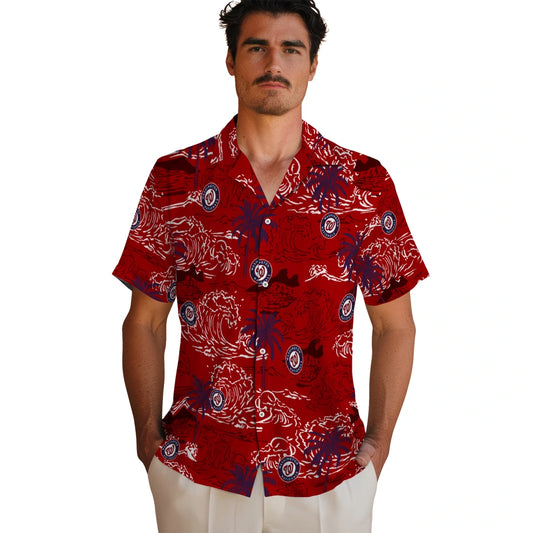Washington Nationals Hawaiian Shirt - Wave Palm | Moonbestprint