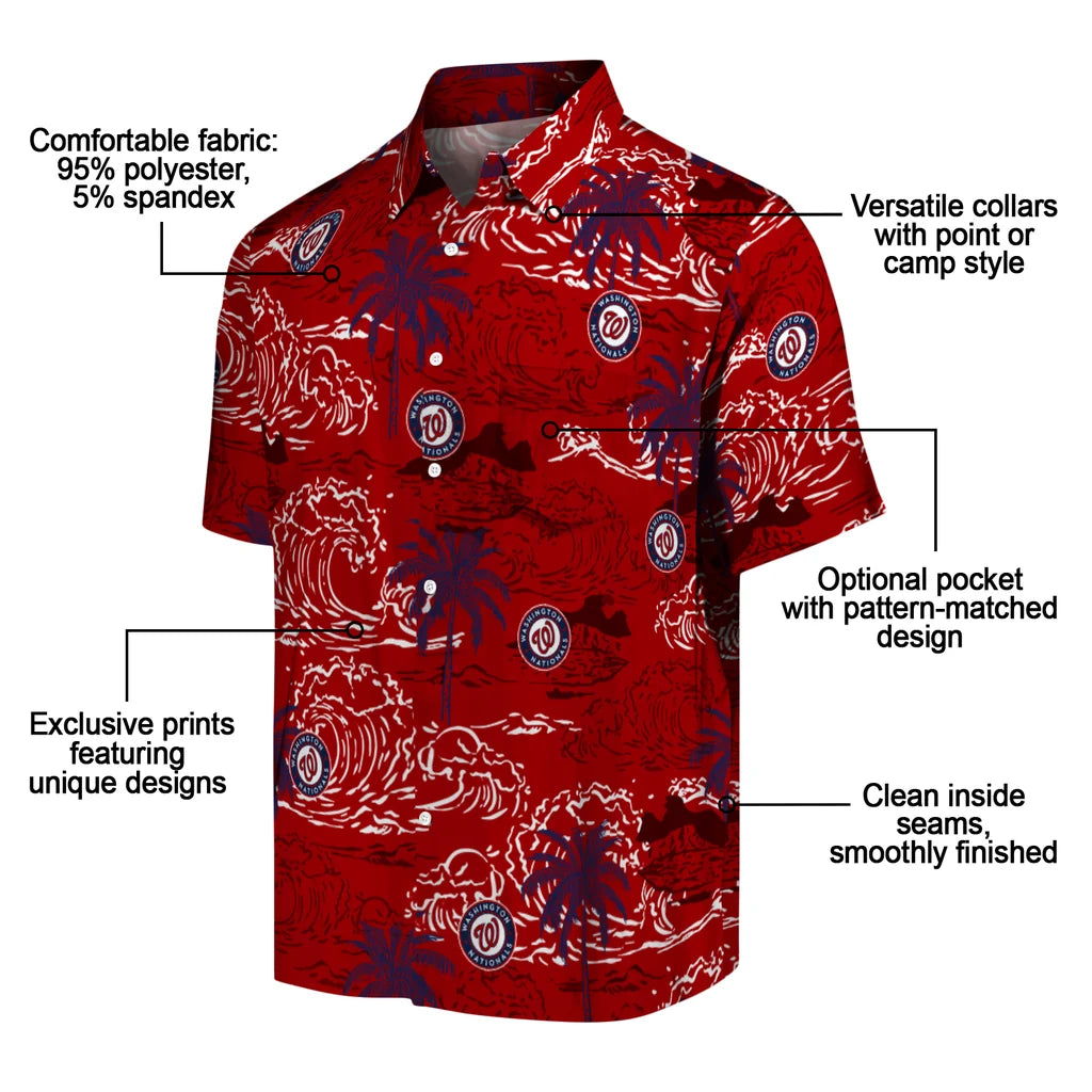 Washington Nationals Hawaiian Shirt - Wave Palm | Moonbestprint