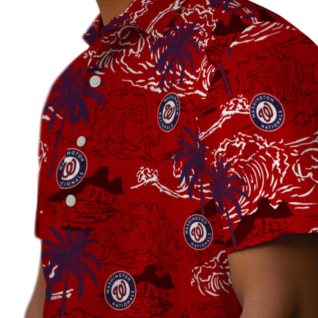 Washington Nationals Hawaiian Shirt - Wave Palm | Moonbestprint