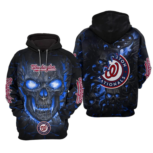 Washington Nationals Lava Skull 3D MLB All Over Print Hoodie -Moonbestprint