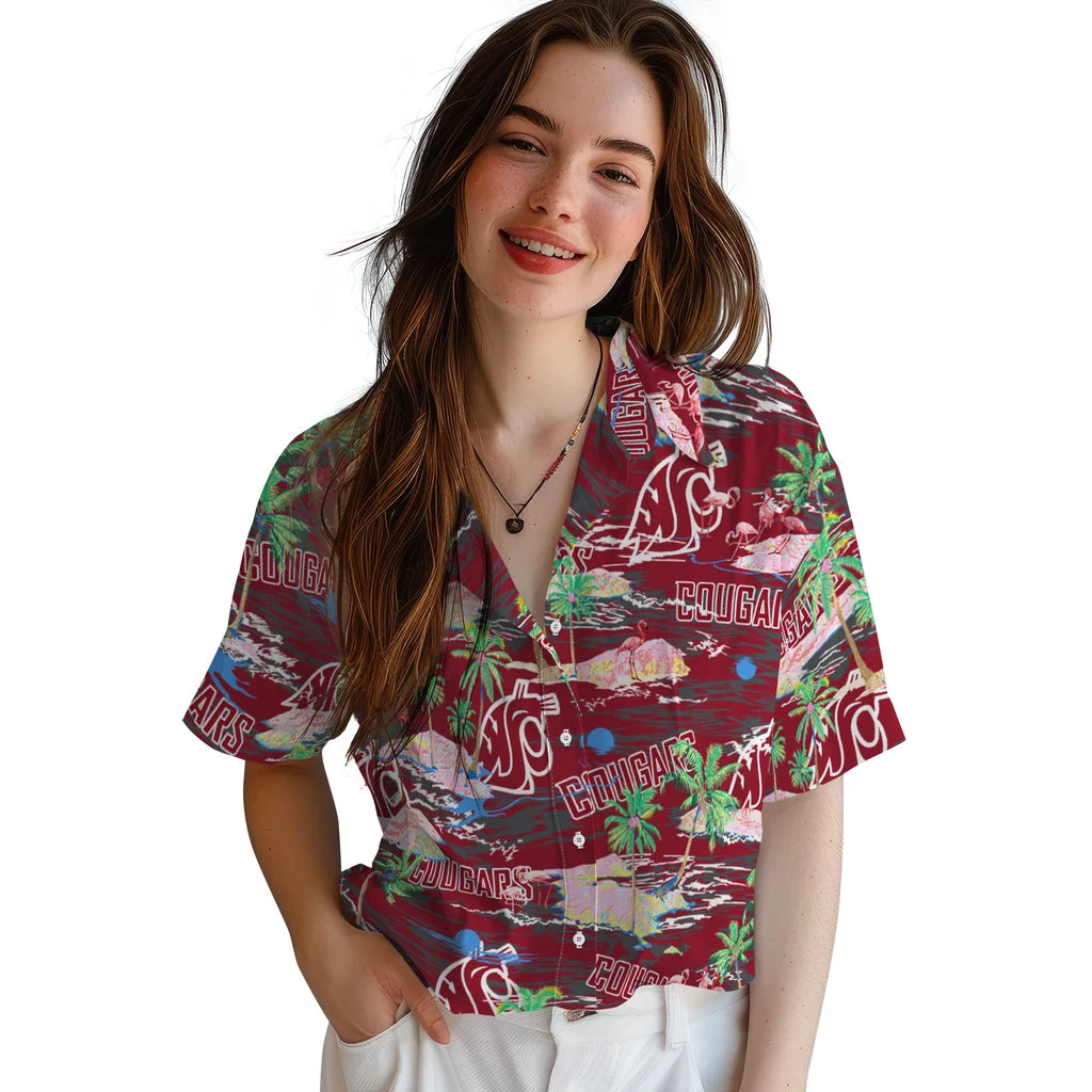 Washington State Cougars Flamingo Retreat 2026 Hawaiian Shirt – Moonbestprint
