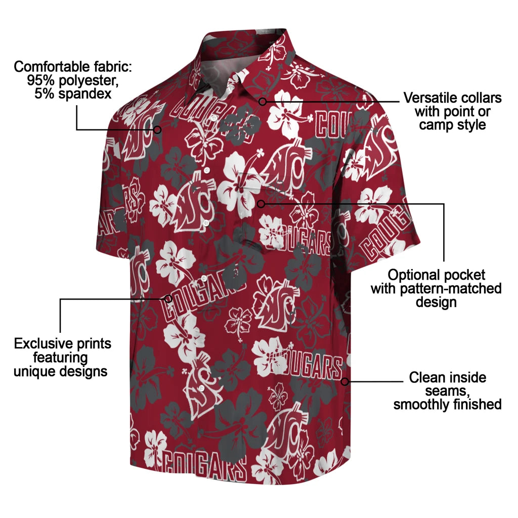 Washington State Cougars Hibiscus Bloom Hawaiian Shirt – Moonbestprint