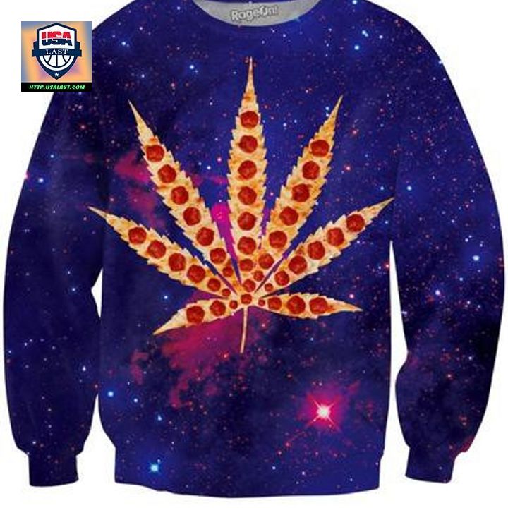 Weed Pizza Galaxy Crewneck Sweater ? Usalast