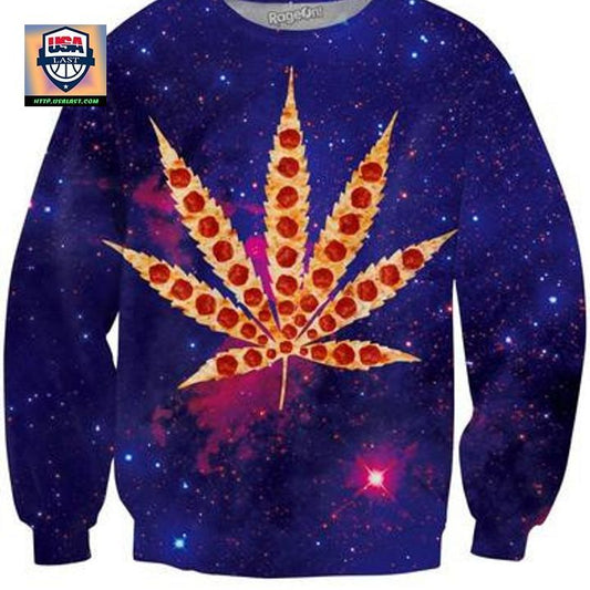 Weed Pizza Galaxy Crewneck Sweater ? Usalast