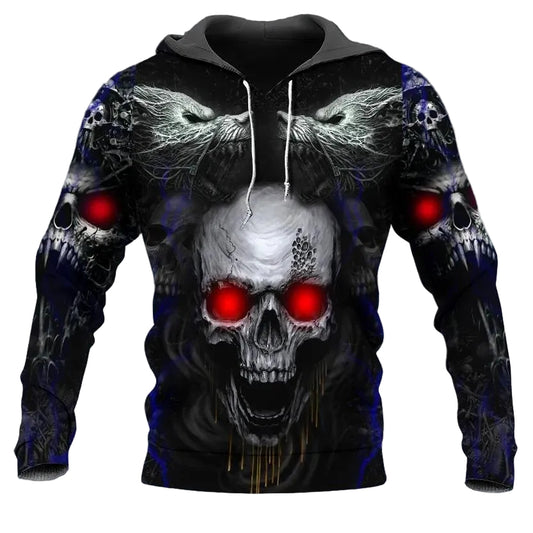 Werewolves Glowing Eyes Skull 3D All Over Print Hoodie -Moonbestprint