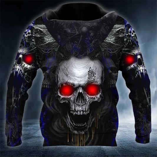 Werewolves Glowing Eyes Skull 3D All Over Print Hoodie -Moonbestprint