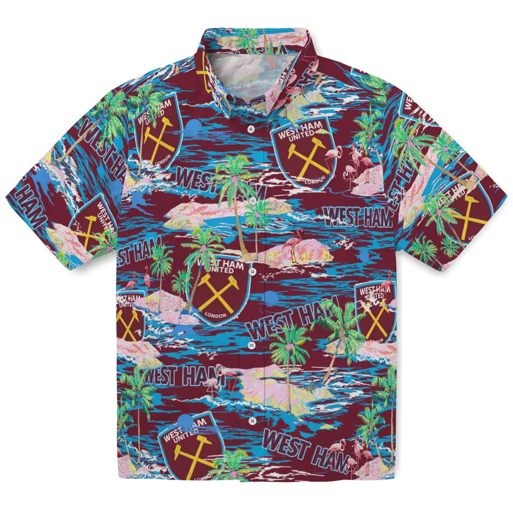 West Ham United Flamingo Retreat 2026 Hawaiian Shirt – Moonbestprint