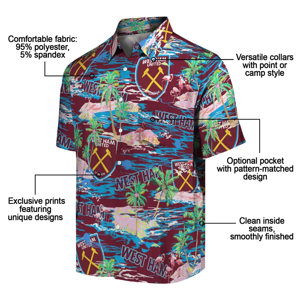 West Ham United Flamingo Retreat 2026 Hawaiian Shirt – Moonbestprint