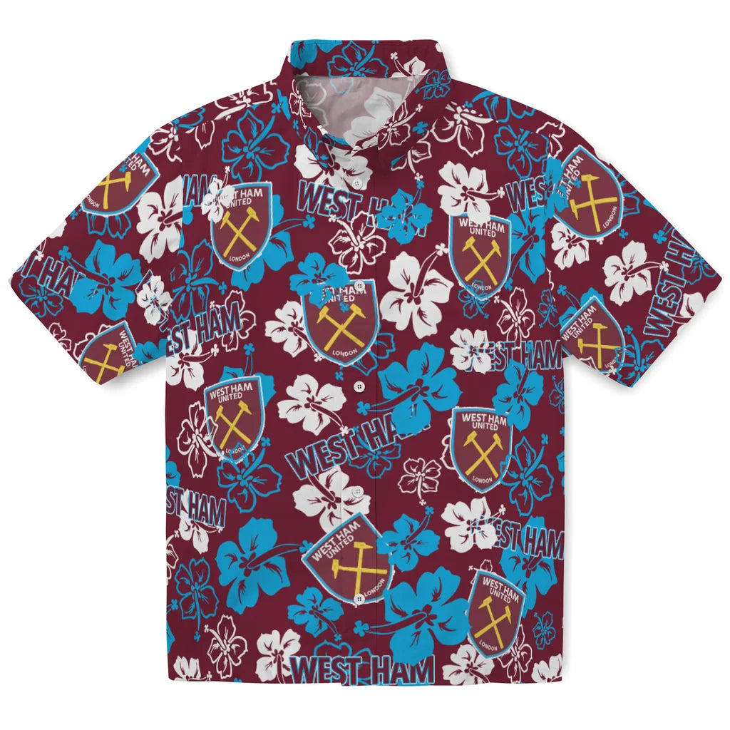 West Ham United Hibiscus Bloom Hawaiian Shirt – Moonbestprint