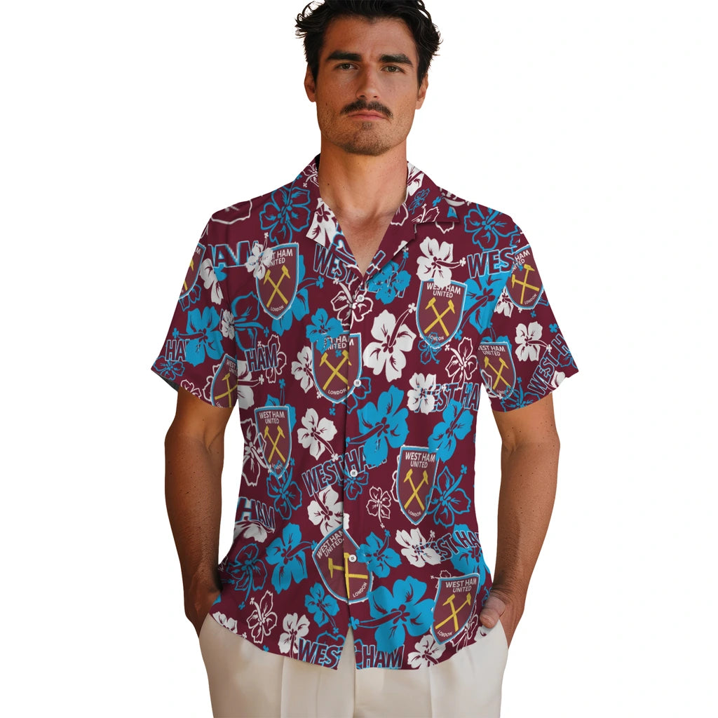 West Ham United Hibiscus Bloom Hawaiian Shirt – Moonbestprint