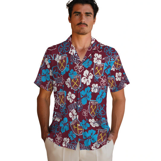 West Ham United Hibiscus Bloom Hawaiian Shirt – Moonbestprint