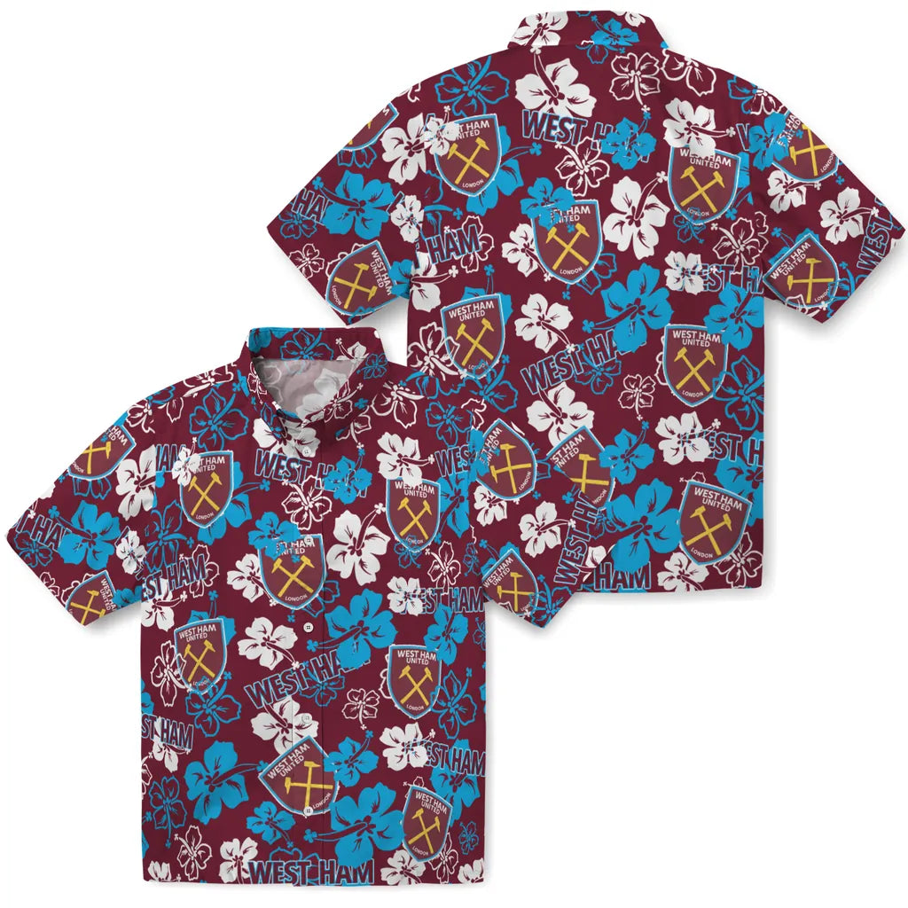 West Ham United Hibiscus Bloom Hawaiian Shirt – Moonbestprint