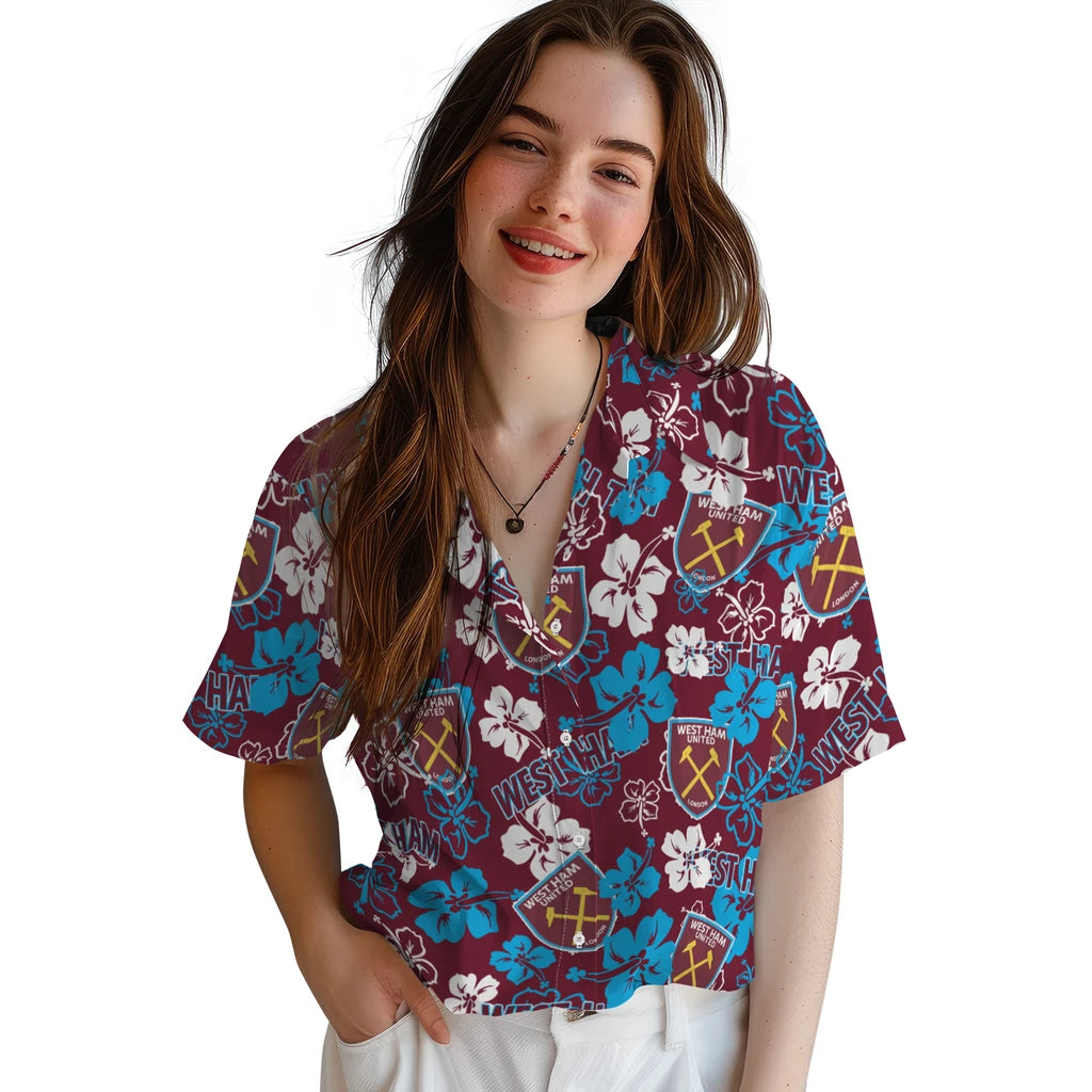 West Ham United Hibiscus Bloom Hawaiian Shirt – Moonbestprint