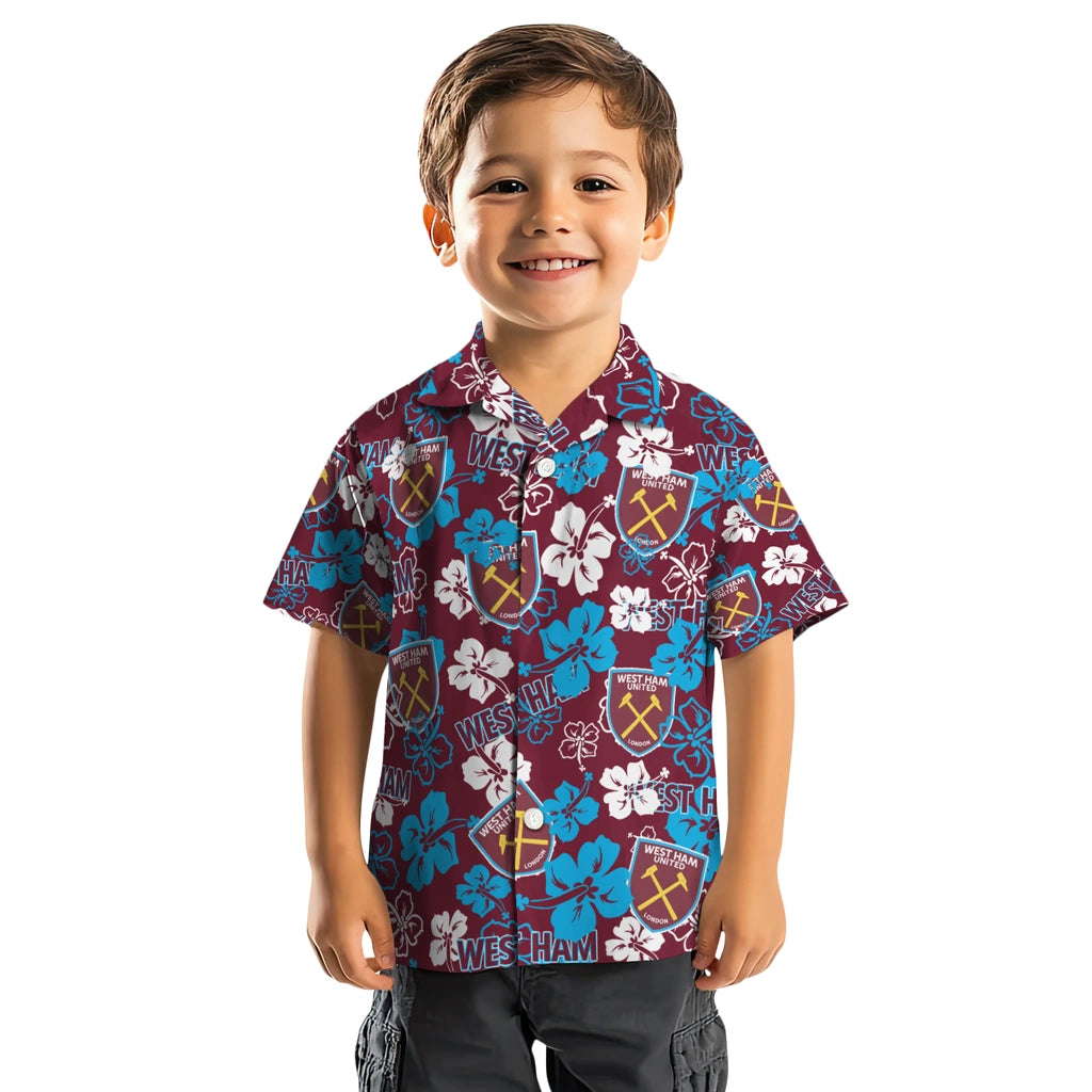 West Ham United Hibiscus Bloom Hawaiian Shirt – Moonbestprint