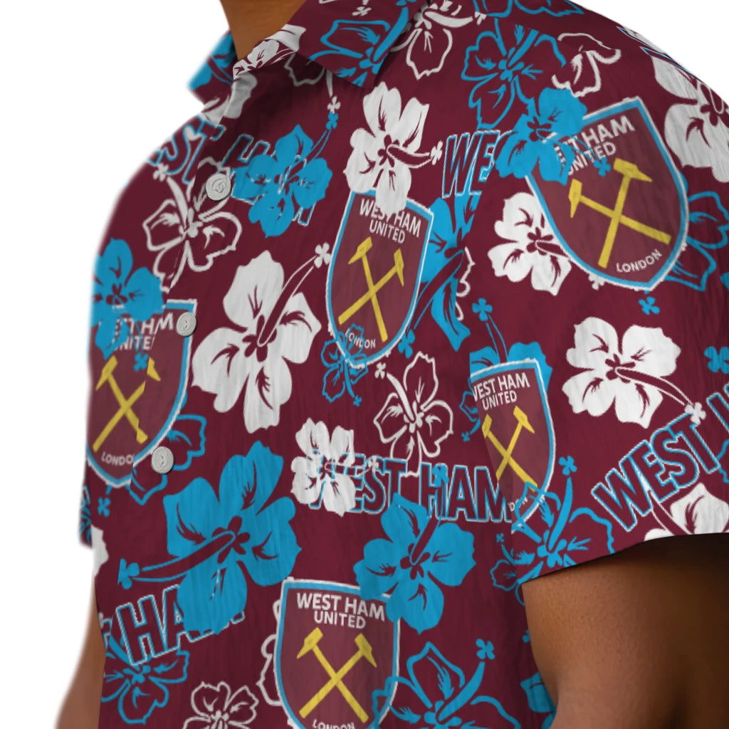 West Ham United Hibiscus Bloom Hawaiian Shirt – Moonbestprint