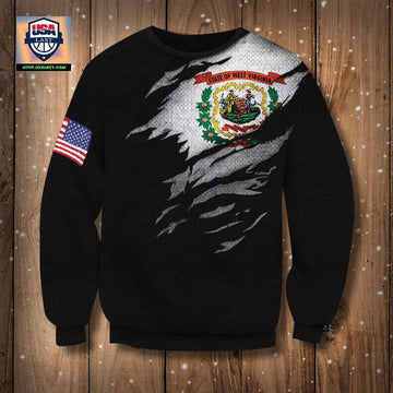 West Virginia State Flag Sweater Virginia State And Us Flag Logo Sweater Cozy Gift For Him ? Usalast