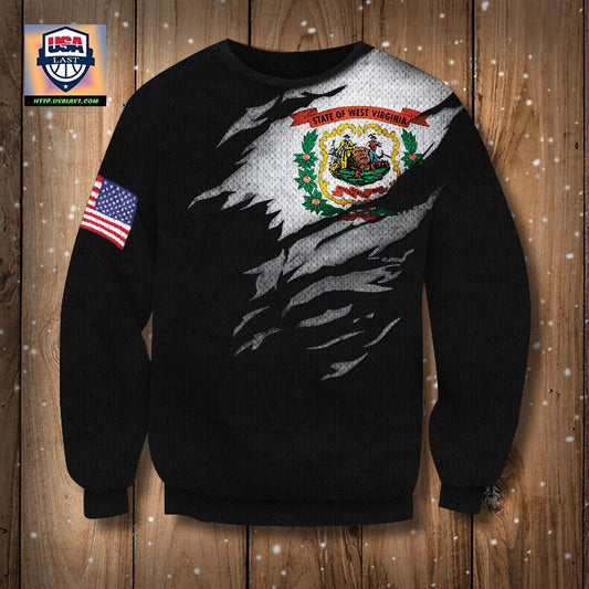 West Virginia State Flag Sweater Virginia State And Us Flag Logo Sweater Cozy Gift For Him ? Usalast