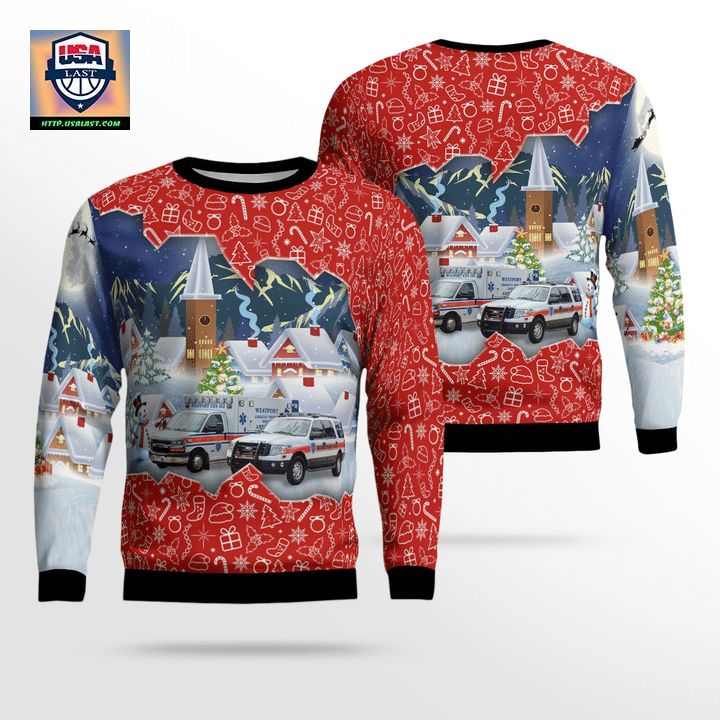 Westport Connecticut Westport Volunteer Emergency Medical Service WVEMS Christmas Sweater 3D ? Usalast