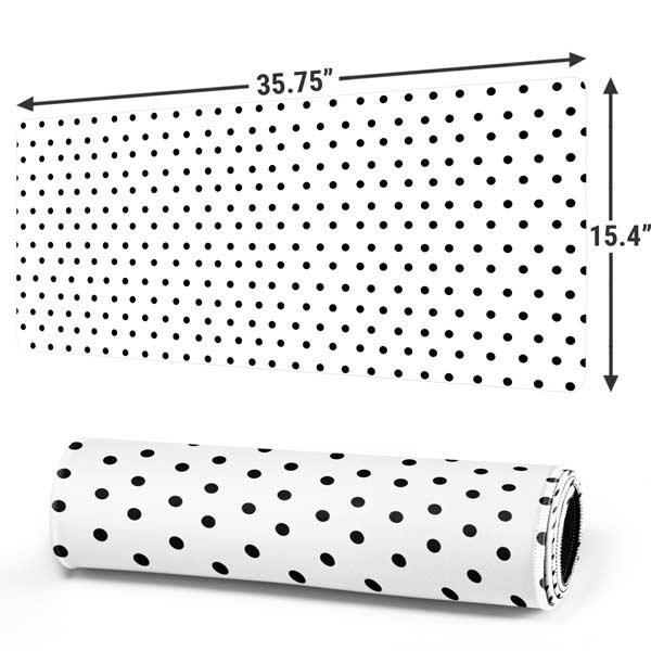 White and Black Polka Dots Gaming Mouse Pad Moonbestprint