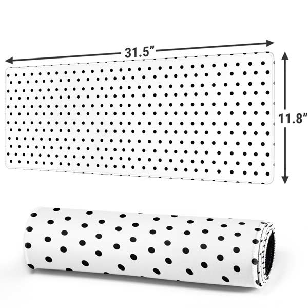 White and Black Polka Dots Gaming Mouse Pad Moonbestprint