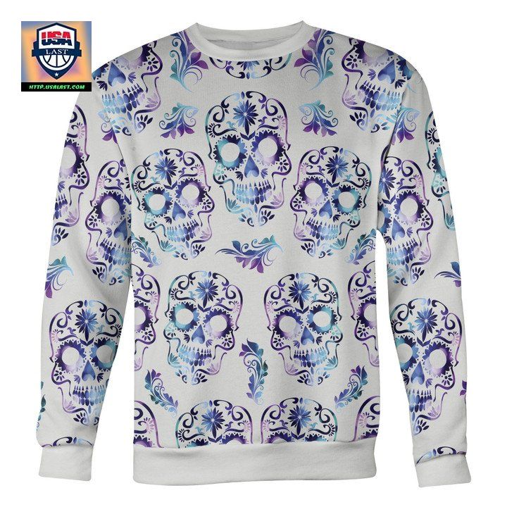 White And Purple Sugar Skull Sweater ? Usalast