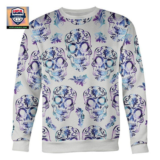 White And Purple Sugar Skull Sweater ? Usalast
