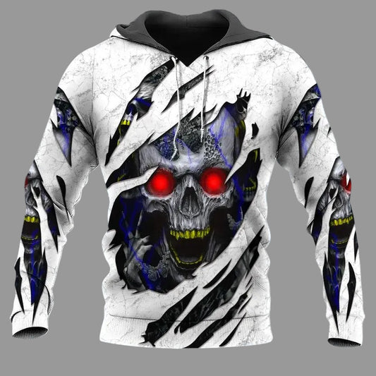 White Ghost Inside Skull 3D All Over Print Hoodie -Moonbestprint
