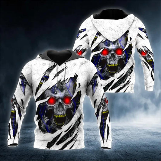 White Ghost Inside Skull 3D All Over Print Hoodie -Moonbestprint