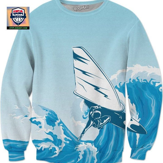 Windsurfing Or Sailboarding Dude Catching Gnarly Waves Sweater ? Usalast