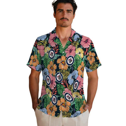 Winnipeg Jets Hawaiian Shirt - Brilliant Hibiscus Garden | Moonbestprint