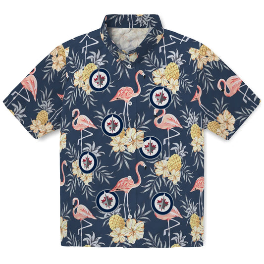Winnipeg Jets Hawaiian Shirt - Flamingo Hibiscus | Moonbestprint
