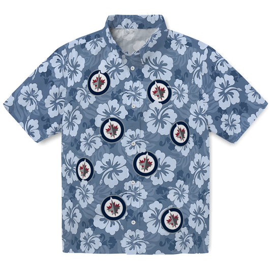 Winnipeg Jets Hawaiian Shirt - Hibiscus Cluster | Moonbestprint
