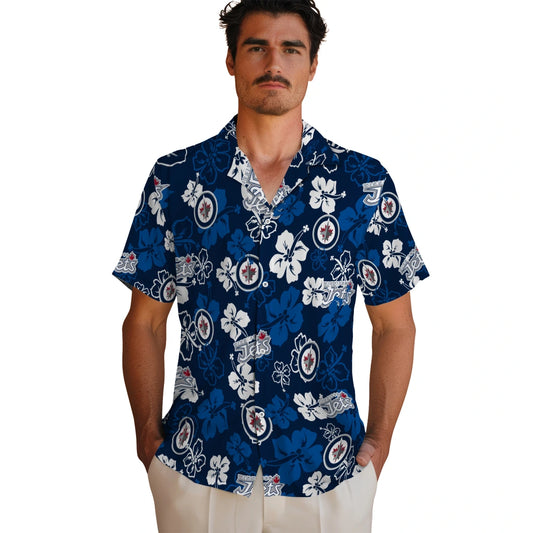 Winnipeg Jets Hawaiian Shirt - Hibiscus Flower Design | Moonbestprint