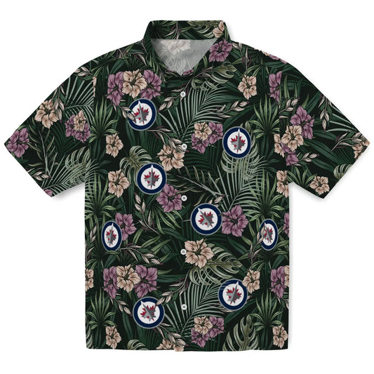 Winnipeg Jets Hawaiian Shirt - Hibiscus Leaves Pattern | Moonbestprint