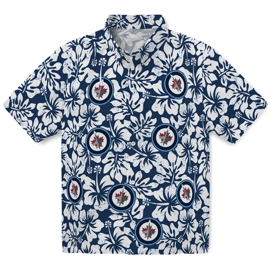 Winnipeg Jets Hawaiian Shirt - Hibiscus Motif | Moonbestprint
