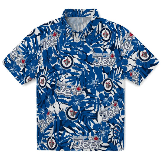 Winnipeg Jets Hawaiian Shirt - Hibiscus Overlay | Moonbestprint