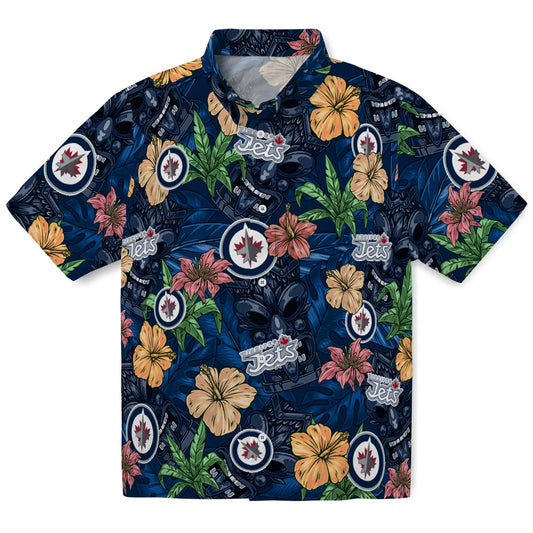 Winnipeg Jets Hawaiian Shirt - Hibiscus Tiki Jungle | Moonbestprint