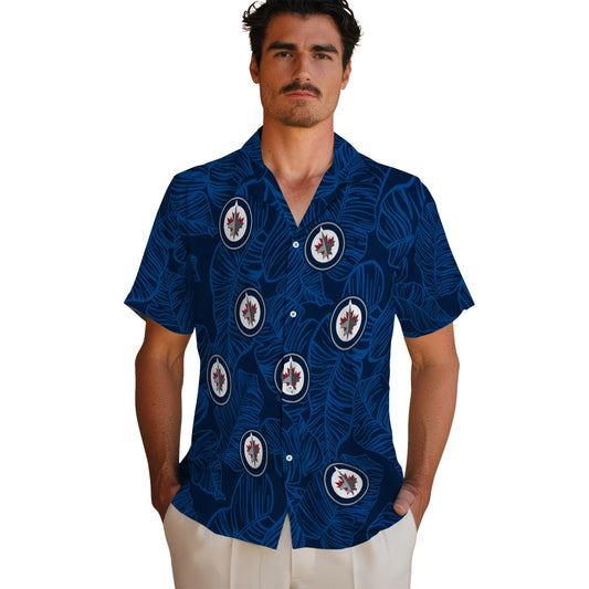 Winnipeg Jets Hawaiian Shirt - Leaf Outline | Moonbestprint