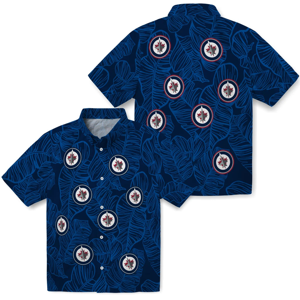 Winnipeg Jets Hawaiian Shirt - Leaf Outline | Moonbestprint