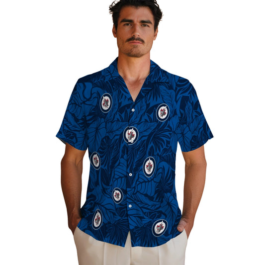Winnipeg Jets Hawaiian Shirt - Monstera Layer | Moonbestprint