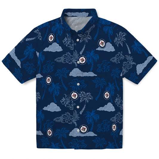 Winnipeg Jets Hawaiian Shirt - Palm And Clouds | Moonbestprint