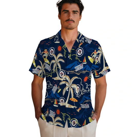 Winnipeg Jets Hawaiian Shirt - Palm Tree Island | Moonbestprint