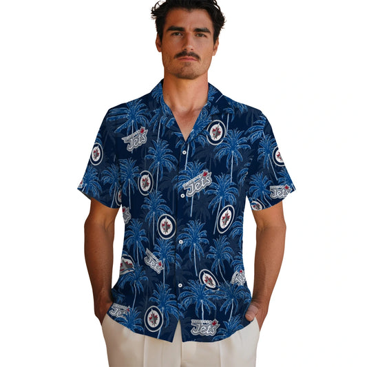Winnipeg Jets Hawaiian Shirt - Palm Tree Motif | Moonbestprint