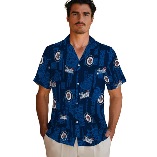 Winnipeg Jets Hawaiian Shirt - Turtle Lines | Moonbestprint