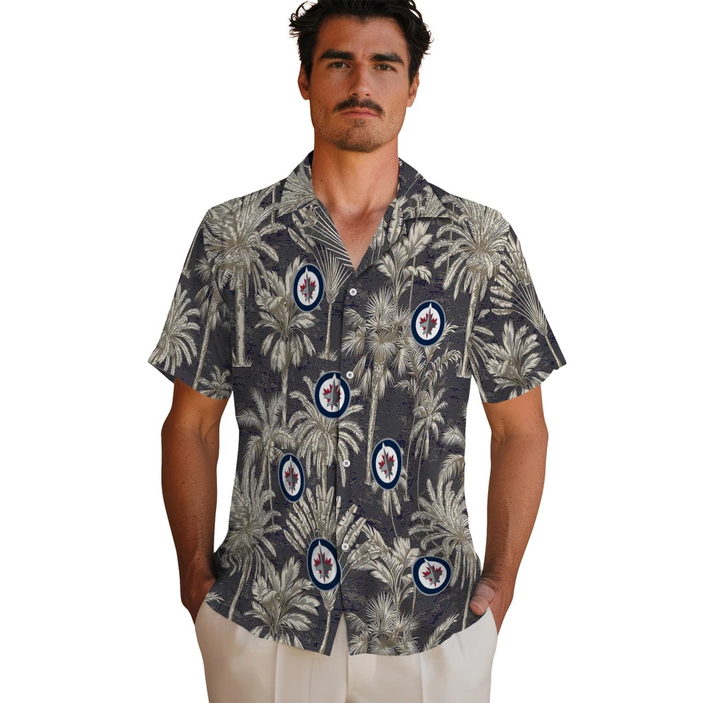 Winnipeg Jets Hawaiian Shirt - Vintage Palm Tree | Moonbestprint