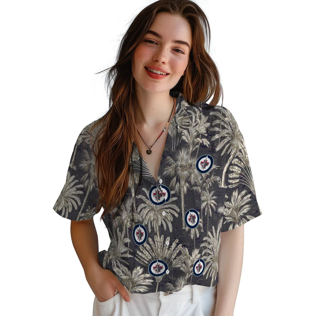 Winnipeg Jets Hawaiian Shirt - Vintage Palm Tree | Moonbestprint