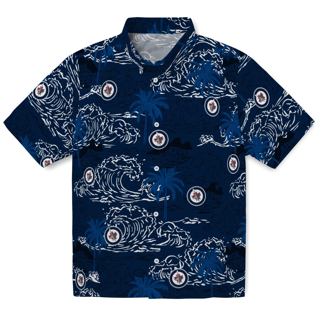Winnipeg Jets Hawaiian Shirt - Wave Palm | Moonbestprint