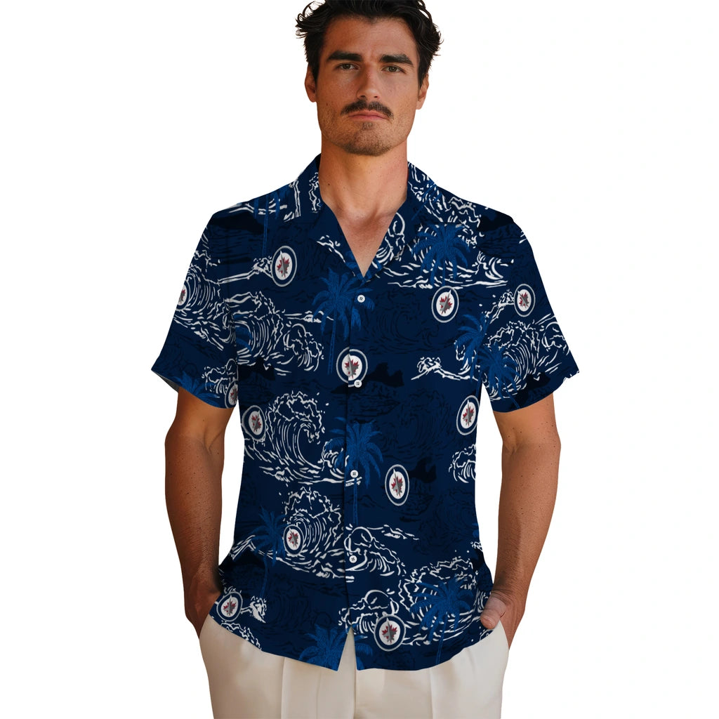 Winnipeg Jets Hawaiian Shirt - Wave Palm | Moonbestprint
