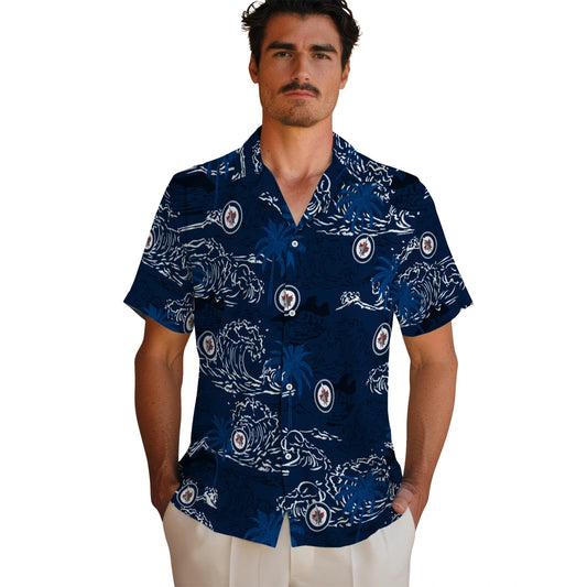 Winnipeg Jets Hawaiian Shirt - Wave Palm | Moonbestprint