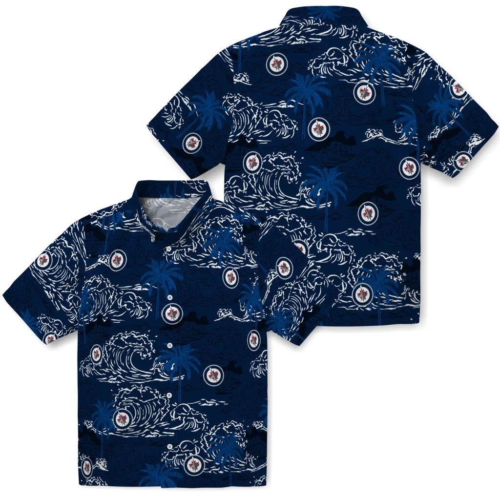 Winnipeg Jets Hawaiian Shirt - Wave Palm | Moonbestprint